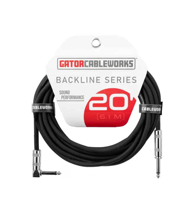 Gator Backline Series Instrument Cable, Straight to Angle - 20 Foot