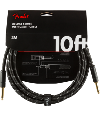 Fender Fender Deluxe Series Instrument Cable, Straight/Straight, Black Tweed - 10 Foot