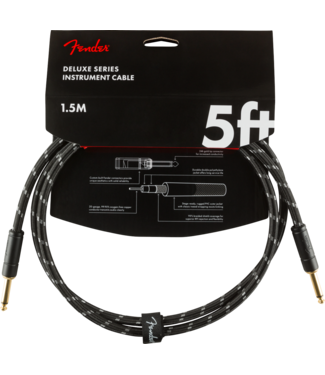 Fender Fender Deluxe Series Instruments Cable, Straight/Straight, Black Tweed - 5 Foot