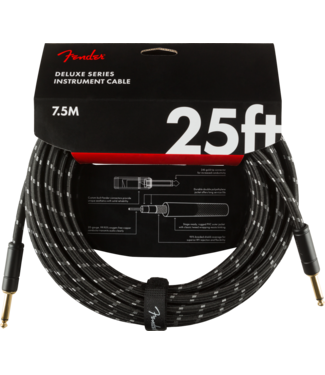 Fender Fender Deluxe Series Instrument Cable, Straight/Straight, Black Tweed - 25 Foot