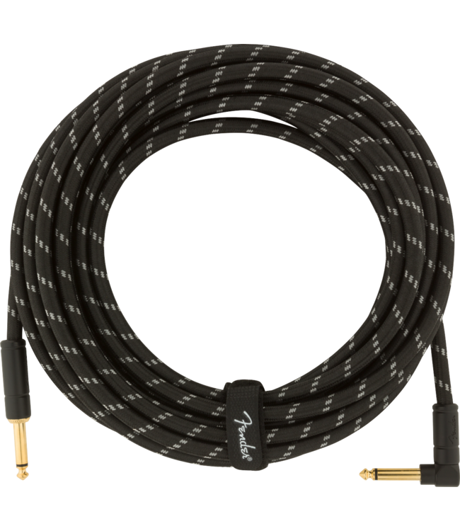 Fender Deluxe Series Instrument Cable, Straight/Angle, Black Tweed - 25 Foot