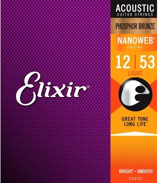 Elixir Elixir Nanoweb Acoustic Phosphor Bronze Strings, Light 12-53