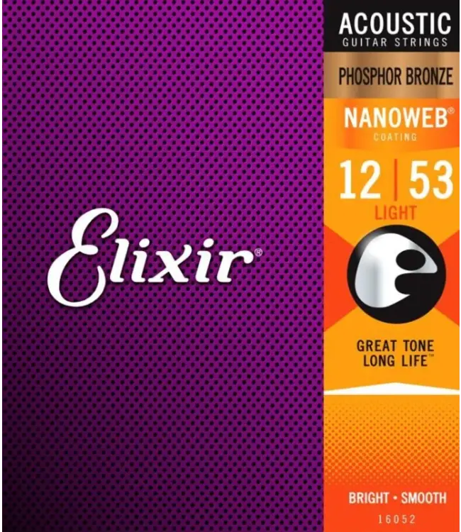 Elixir Elixir Nanoweb Acoustic Phosphor Bronze Strings, Light 12-53