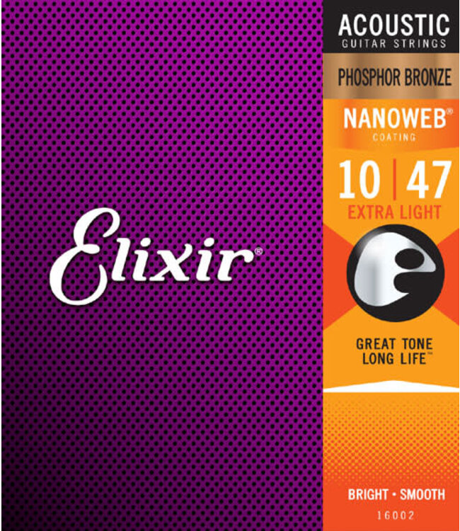 Elixir Elixir Nanoweb Acoustic Phosphor Bronze Strings, Extra Light 10-47