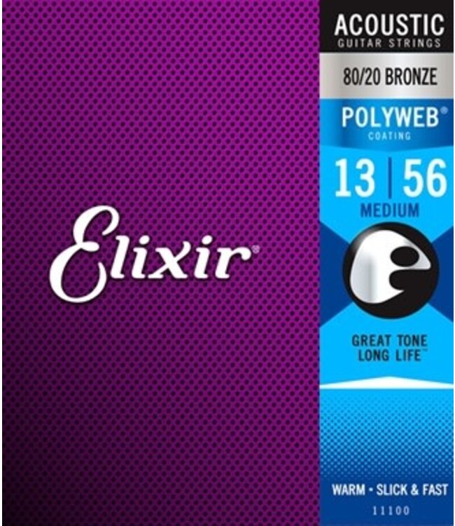 Elixir Elixir Polyweb Acoustic 80/20 Bronze Strings, Medium 13-56
