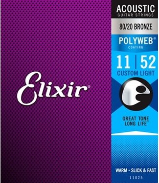 Elixir Elixir Polyweb Acoustic 80/20 Bronze Strings, Custom Light 11-52