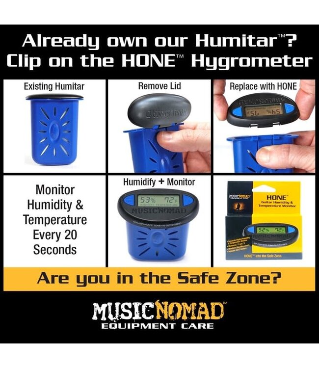 Music Nomad HONE Guitar Hygrometer, Humidity & Temperature Monitor