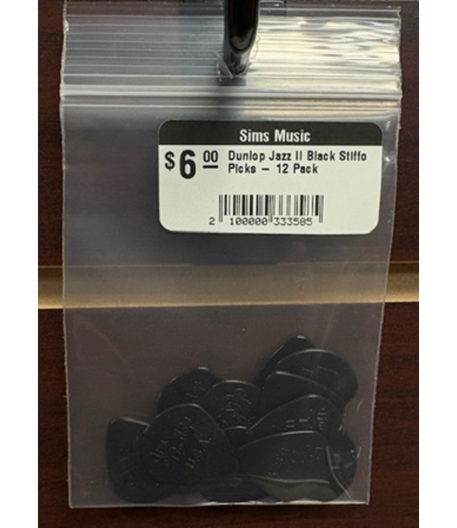 Dunlop Jazz II Black Stiffo Picks - Custom 12 Pack