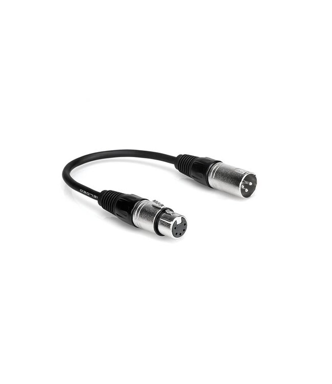 Hosa DMX-306 DMX512 Adapter, XLR3M to XLR5F - 6"