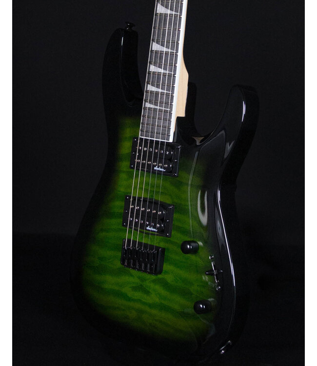 Jackson JS32Q DKA HT Dinky, Arched Top, Amaranth FB, Quilted Transparent Green Burst