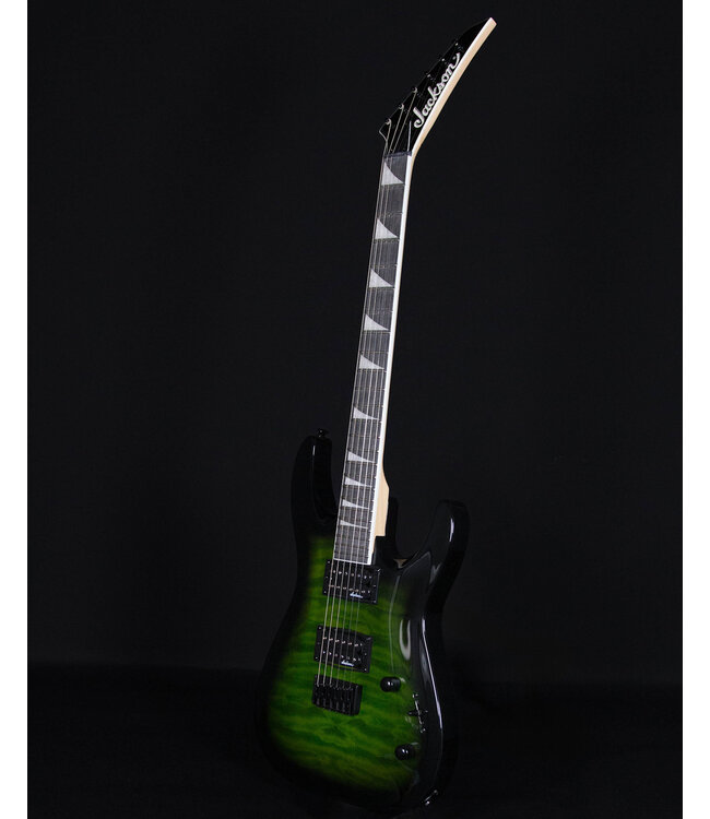 Jackson JS32Q DKA HT Dinky, Arched Top, Amaranth FB, Quilted Transparent Green Burst
