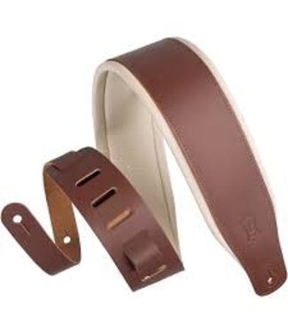 Levy's Levy's 3" Top Grain Leather Guitar Strap, Brown/Cream