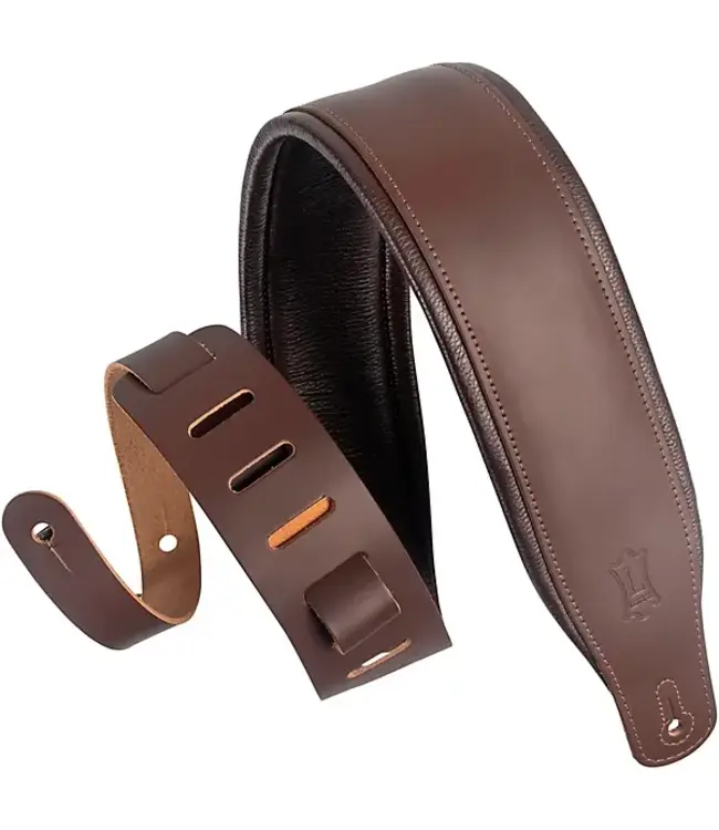 Levy's 3" Top Grain Leather Guitar Strap, Dark Brown