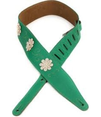 Levy's Levy's 2.5" Daisy Chain Green Leather Strap with Flower Appliques