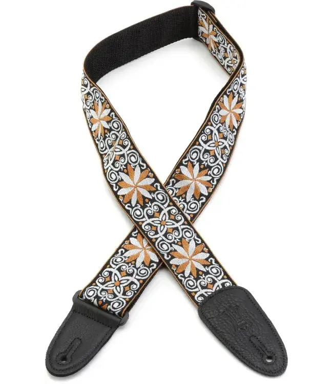 Levy's 2" 60's Hootenanny Brown and White Jacquard Weave Guitar Strap