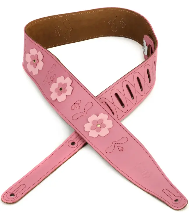 Levy's 2.5" Primrose Pink Leather Strap with Flower Appliques