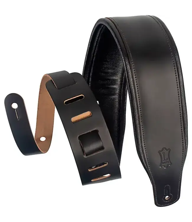 Levy's 3" Top Grain Leather Guitar Strap, Black