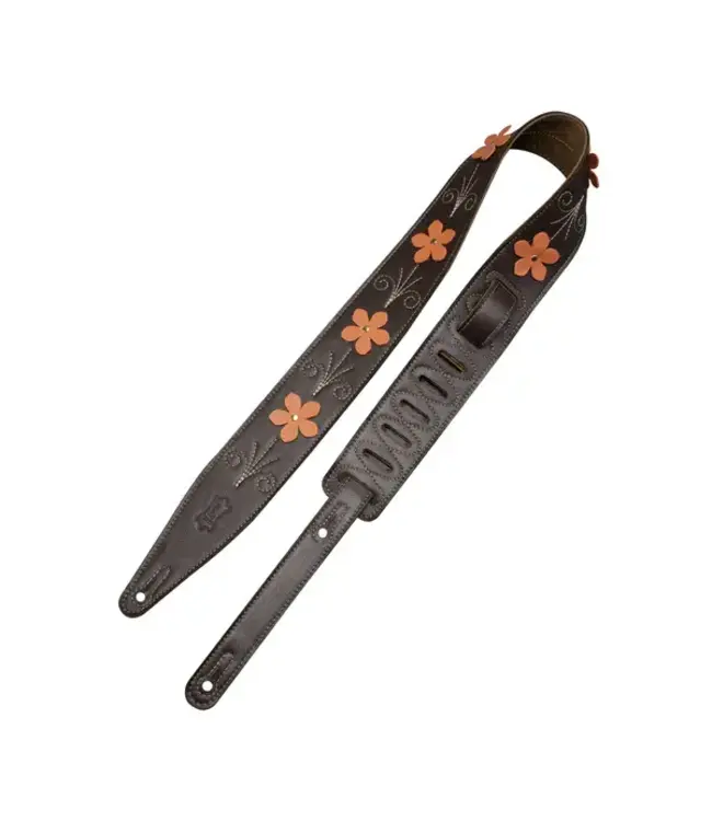 Levy's 2.5" Sky Blue Wildflower Leather Strap with Flower Appliques