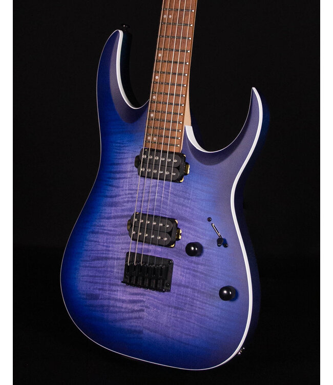 Ibanez RGA42 Flame Maple Top, Mahogany Electric Guitar, Blue Lagoon Burst Flat