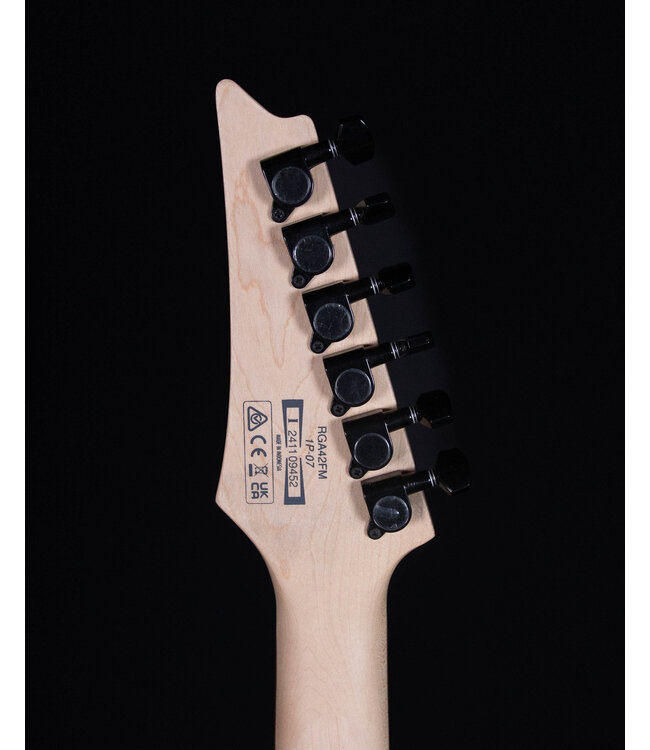 Ibanez RGA42 Flame Maple Top, Mahogany Electric Guitar, Blue Lagoon Burst Flat