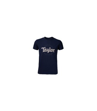 Taylor Taylor Mens Classic 2-Color T-Shirt, Navy with Grey Logo, Medium