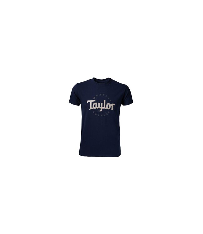 Taylor Mens Classic 2-Color T-Shirt, Navy with Grey Logo, Medium