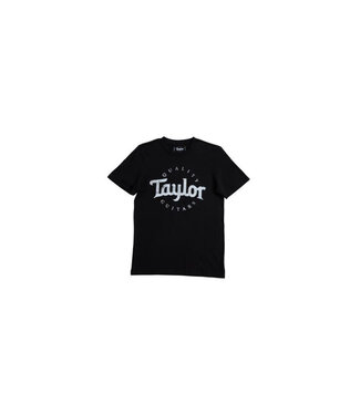 Taylor Taylor Men's Short Sleeve Anvil 980 T-Shirt , Black with White Distressed Logo, Medium