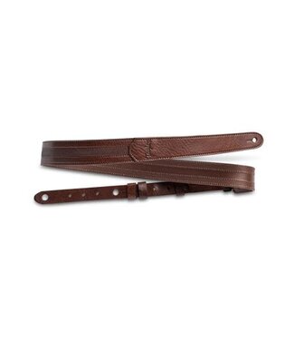 Taylor Taylor 1.5" Slim Vegan Leather Strap, Chocolate Brown Engraving, Embossed Logo