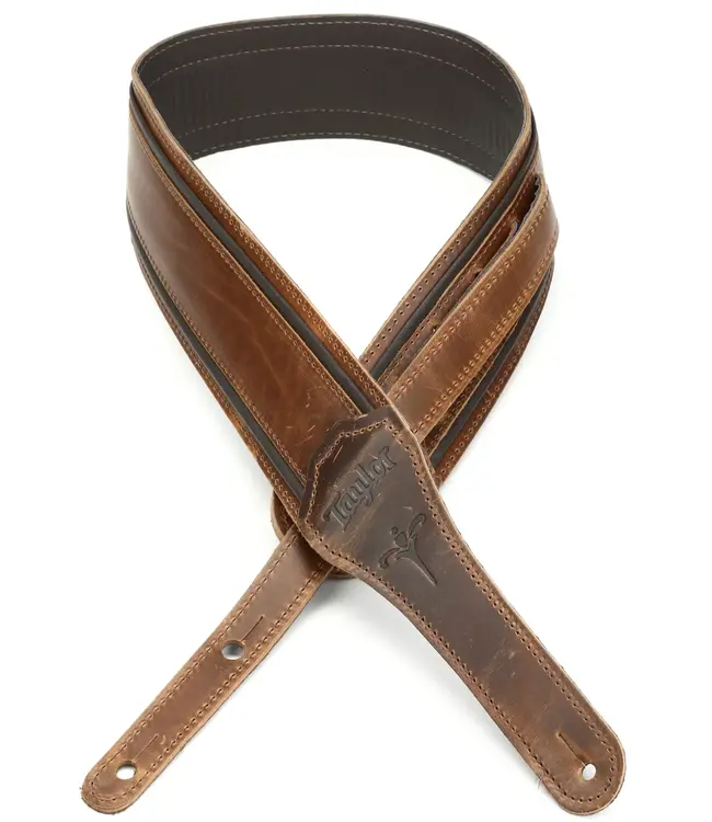 Taylor 2.5" Fountain Leather Guitar Strap, Weathered Brown