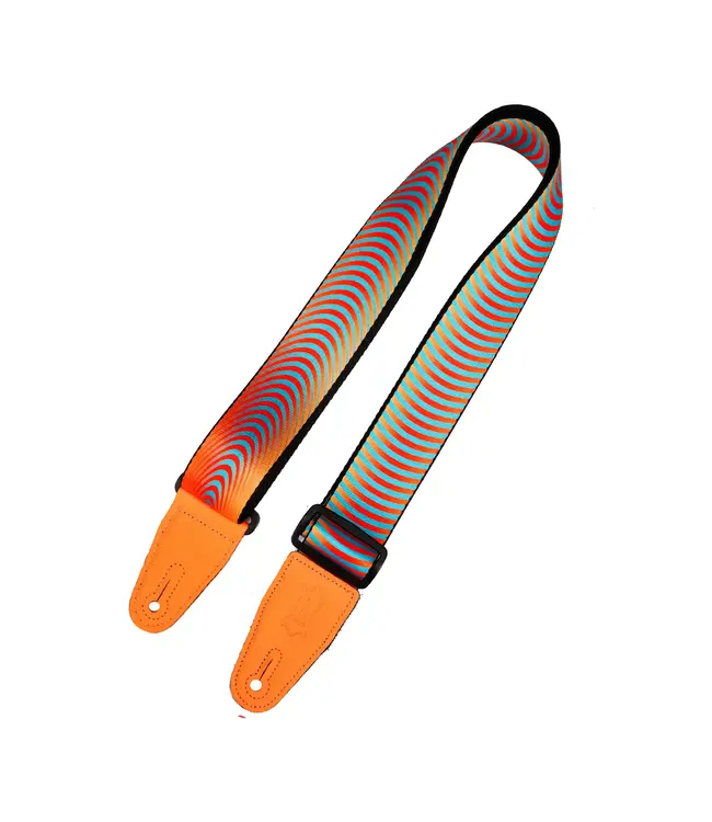 Levy's 2" Orange Sonic Boom Optical Illusion Print Strap with Orange Leather Ends