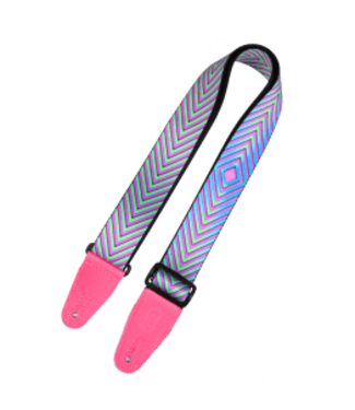 Levy's Levy's 2" Hot Pink Distortion Optical Illusion Print Strap with Neon Pink Leather Ends