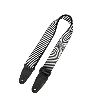 Levy's Levy's 2" Black and White Worm Hole Optical Illusion Print Strap with Black Leather Ends