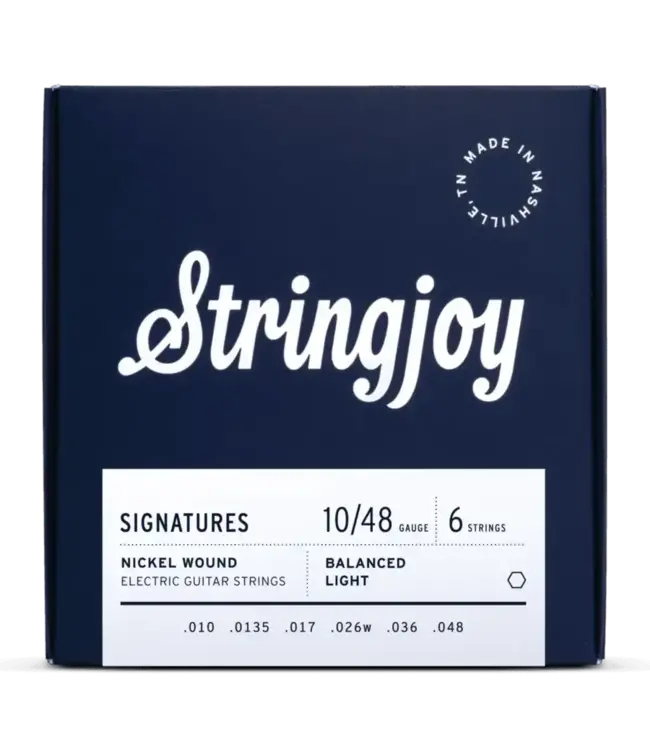 Stringjoy Signatures Nickel Wound Electric Guitar Strings, Balanced Light Gauge (10-48)