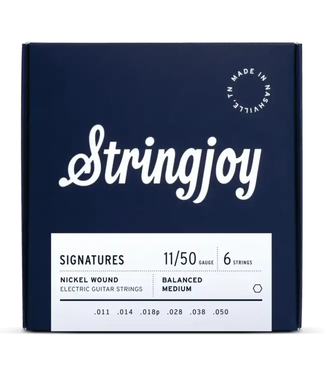 Stringjoy Signatures Nickel Wound Electric Guitar Strings, Balanced Medium Gauge (11-50)