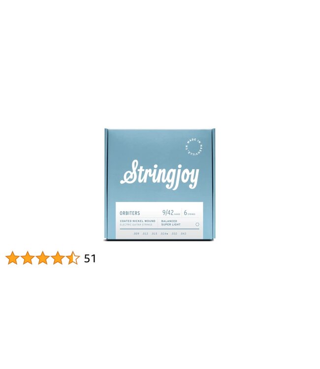 Stringjoy Orbiters Coated Nickel Wound Electric Guitar Strings, Balanced Super Light Gauge (9-42)