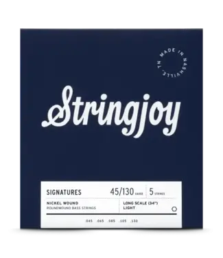 Stringjoy Stringjoy 5-String Long Scale Nickel Wound Bass Guitar Strings, Light Gauge (45-130)