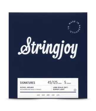 Stringjoy Stringjoy 5-String Long Scale Nickel Wound Bass Guitar Strings, Super Light Gauge (45-125)