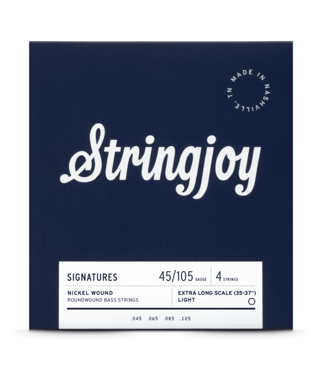 Stringjoy 4-String Long Scale Nickel Wound Bass Guitar Strings, Light Gauge (45-105)