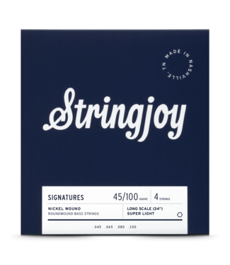Stringjoy Stringjoy 4-String Long Scale Nickel Wound Bass Guitar Strings, Super Light Gauge (45-100)