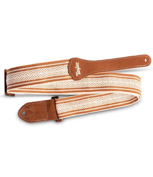 Taylor 2" Academy Strap, White/Brown Jacquard Cotton