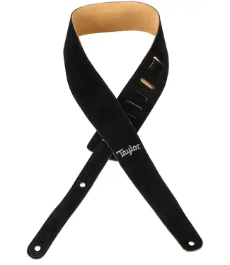Taylor Taylor 2.5" Guitar Strap, Black, Embroidered Suede