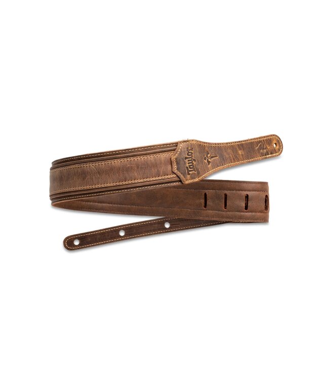 Taylor 2.5" Wings Distressed Leather Strap, Dark Brown