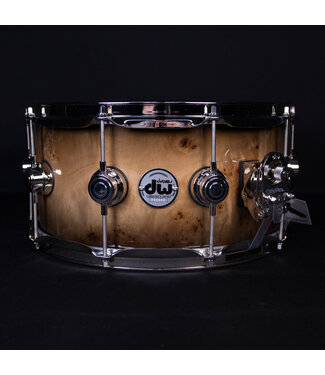 DW DW 14" x 6.5" Exotic SSC Maple Snare Drum, Quick Candy Black Burst over Mapa Burl Lacquer