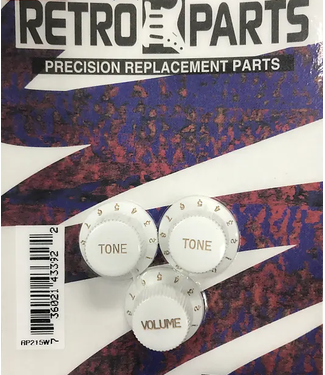 Retro Parts Retro Parts RP215W Volume/Tone Knobs - Fits Strat/White