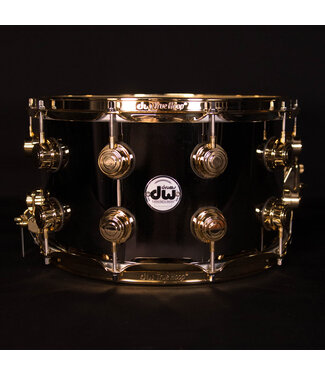 DW DW 14" x 8" Collectors Series Black Nickel Over Brass Snare, Gold Hardware