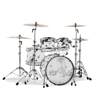 DW DW Design Series 4-Piece Acrylic Shell Pack, Clear w/Chrome Hardware; 8x10, 9x12, 14x16, 18x22