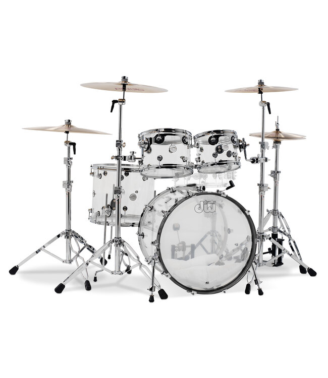 DW Design Series 4-Piece Acrylic Shell Pack, Clear w/Chrome Hardware; 8x10, 9x12, 14x16, 18x22