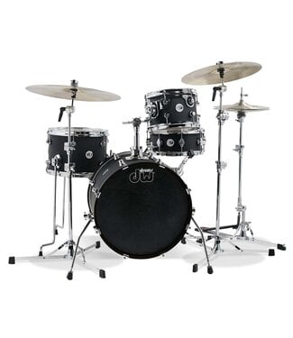 Drum Workshop DW Design Series Mini Pro 4-Piece Maple Shell Pack, Black Satin w/Chrome Hardware