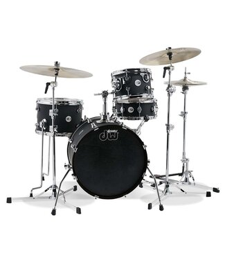 DW DW Design Series Mini Pro 4-Piece Maple Shell Pack, Black Satin w/Chrome Hardware