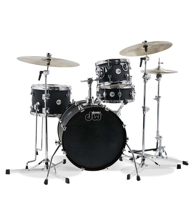 DW Design Series Mini Pro 4-Piece Maple Shell Pack, Black Satin w/Chrome Hardware
